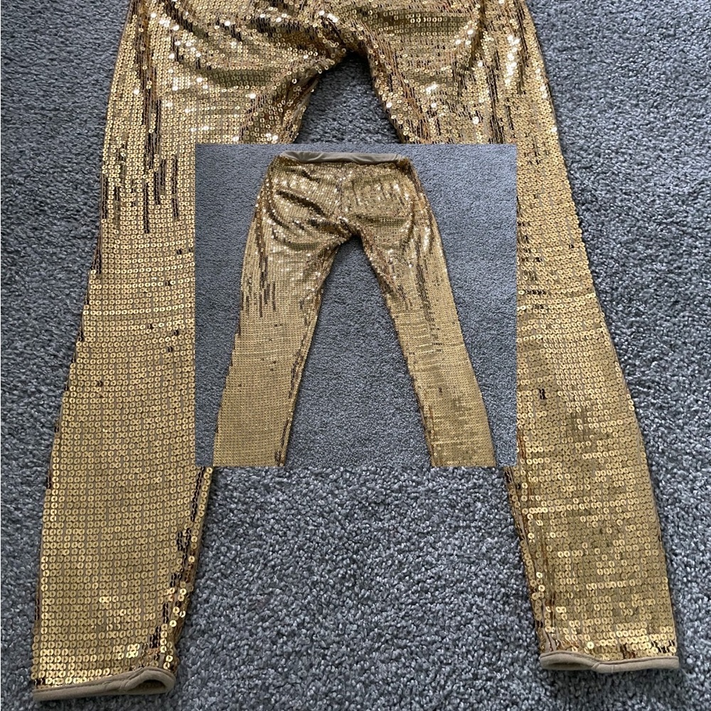 Gold Sequin Leggings - Picture 5 of 5